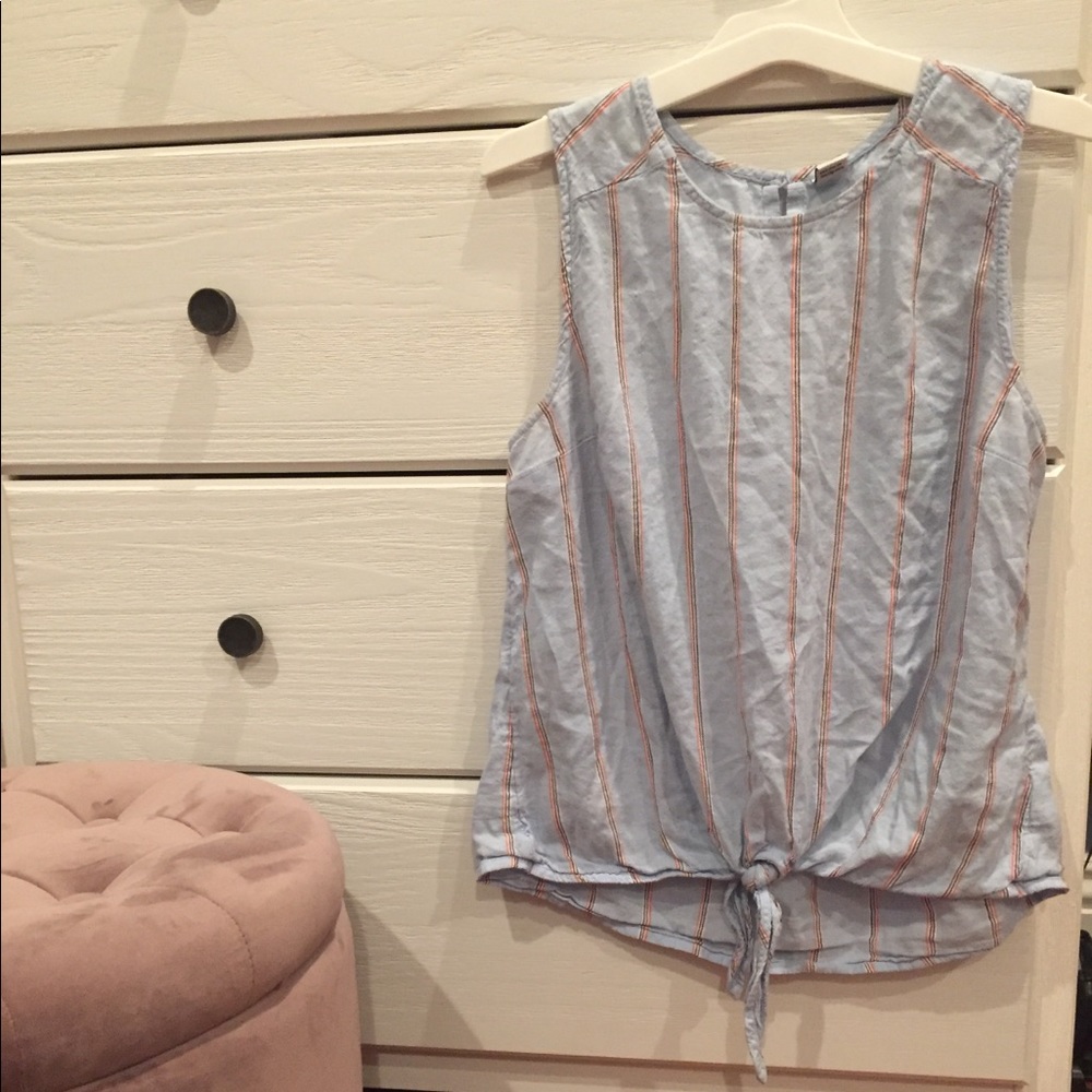 Old navy striped blouse with tie in front